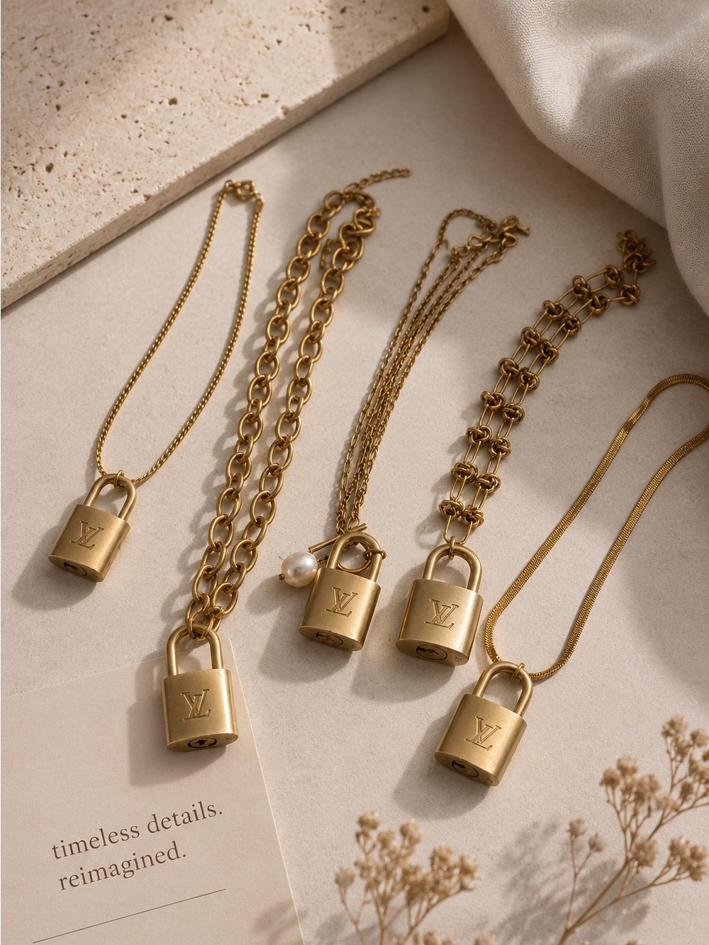 Louis Vuitton Padlock Necklace | Authentic LV Lock Pendant | Gold Tone Jewelry